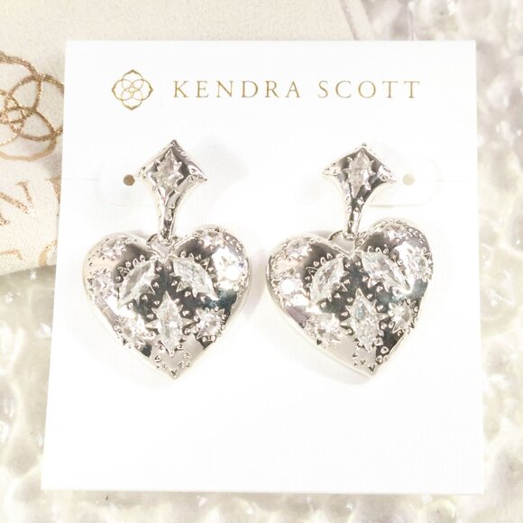 Kendra Scott Jewelry - Kendra Scott - Holland Silver White CZ Heart Earrings - new